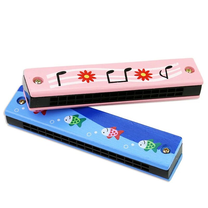 Children's Harmonica Creative Music Teaching Aids for Beginners To Learn Playing Instruments -16 Hole Wooden Harmonica
