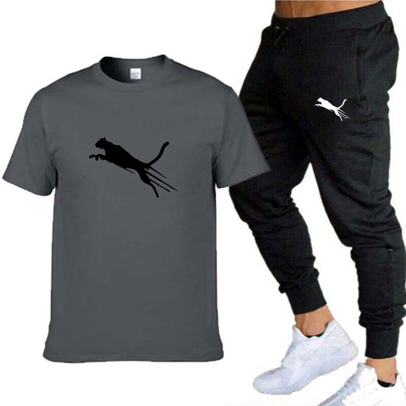 T-shirt e pantaloni della tuta da uomo in cotone 100% set t-shirt Casual a maniche corte moda estiva abbigliamento sportivo maschile