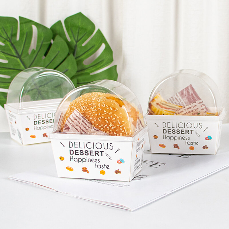 Kunden spezifische produkt koreanische Sandwich box mit transparenter Abdeckung Einweg-Hamburger box Bento-Box Dessert verpackungs werkzeuge zum Mitnehmen