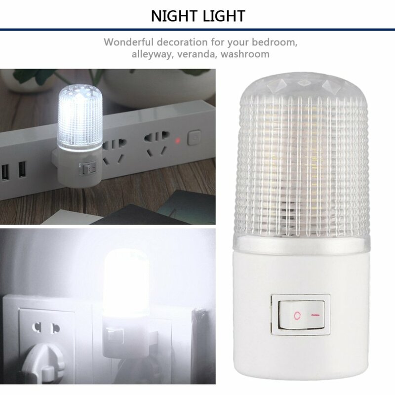 Luz LED montada en la pared, lámpara de mesita de noche, luz de emergencia para el hogar, dormitorio, baño, ahorro de energía, luz nocturna, 3W, 110V, enchufe estadounidense, 4 LED
