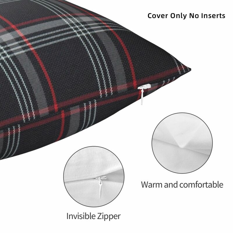 GTi Tartan 사각형 베개 커버, 폴리에스터 쿠션, 지퍼 장식, 편안한 던지기 베개, 가정용 자동차, 5