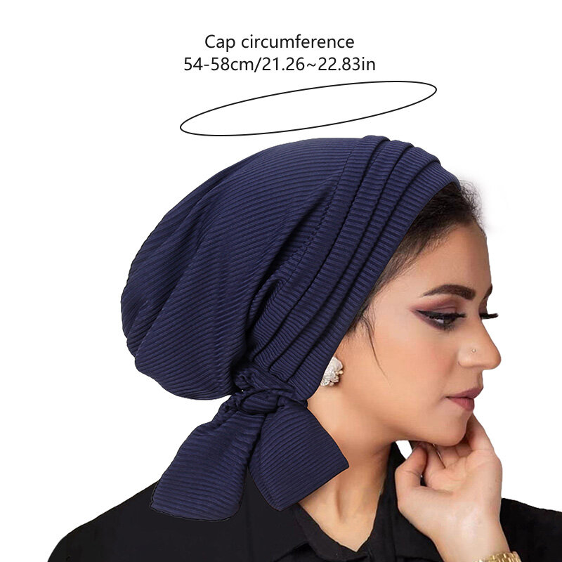 Gorro para pérdida de cabello para mujer, gorro de quimio, turbante, Hijab musulmán, bufanda plisada con volantes, 1 unidad