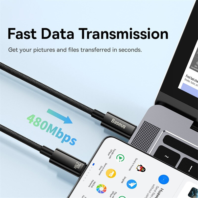 Baseus-Cable USB tipo C de 240W, cargador rápido para iPhone 15, PD3.1, para Macbook, PC, Realme, 5A, para xiaomi Oneplus