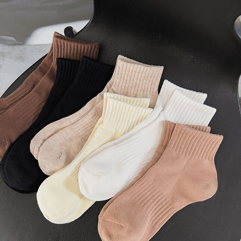 Material Thickened Stockings In Autumn And Winter Pure Cotton Solid Color Women Sports Sock Moisture-Proof And Sweat-Absorbent