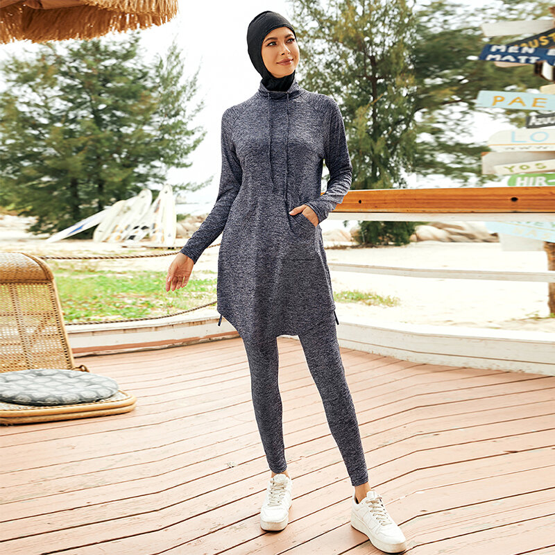 2022 새로운 패션 디자인 이슬람 캐주얼 착용 이슬람 숙녀 체육관 착용 실행 휘트니스 훈련 착용 요가 세트