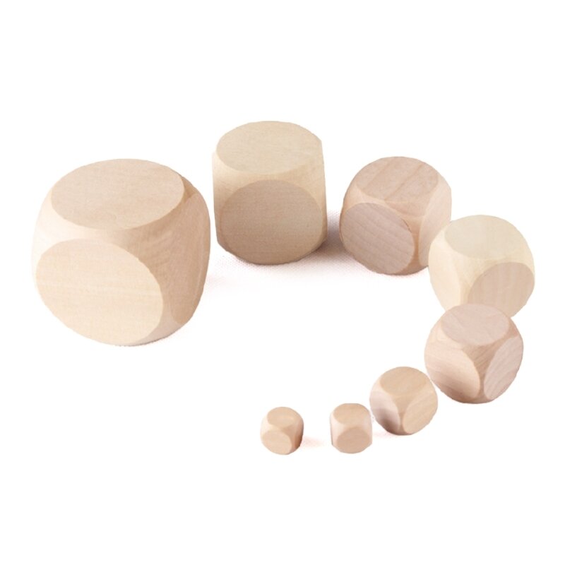 20 Pieces DIY Blank Dices Unpainted Wooden Dices Wooden Plain Dices 8-20mm Cubes for DIY Art Crafts Puzzles Numbers