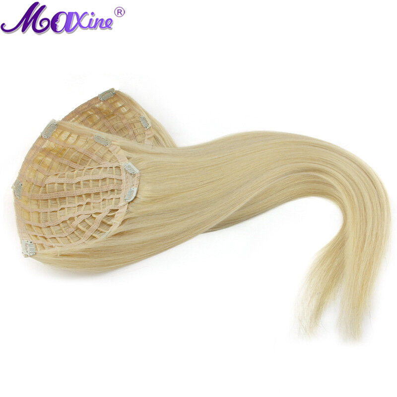 100% ujung rambut manusia Remy bagian tengah Ombre coklat muda hiasan rambut manusia emas untuk wanita dengan penjepit rambut penipis di ujung