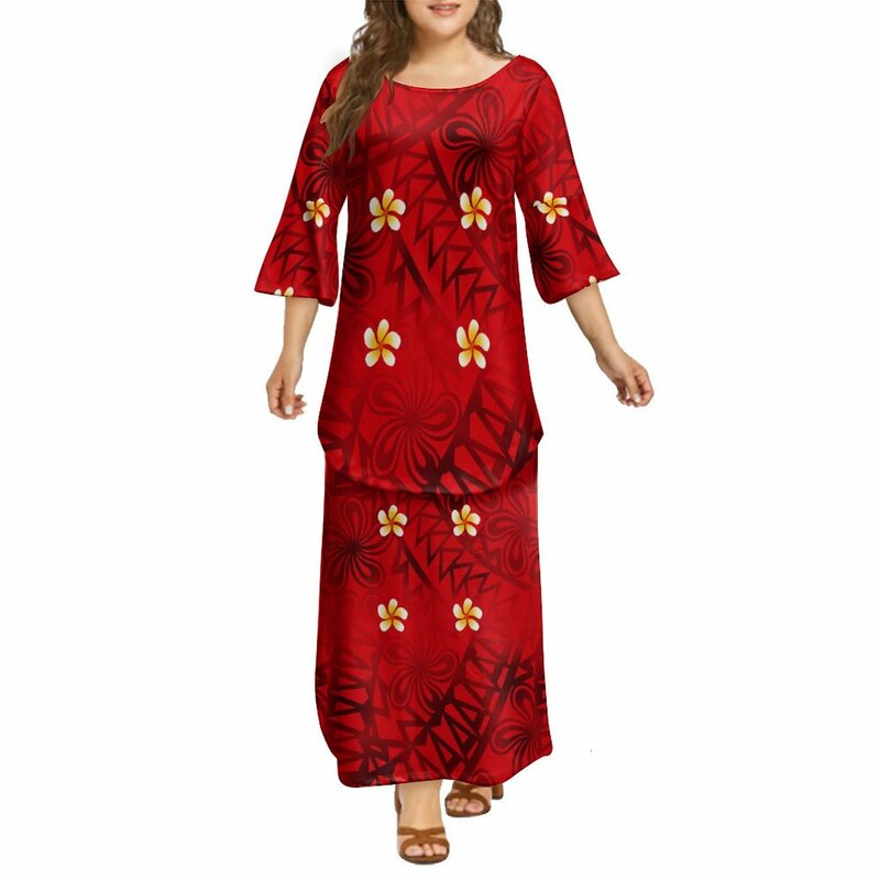 Женское двухслойное платье с расклешенным рукавом, этническое платье полинезийского племени по индивидуальному заказу, 2024