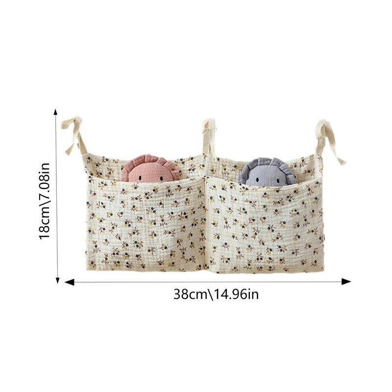 Baby Crib Organizer Cot Caddy Bed Storage Bag 2 Pockets Bedside Hanging Diaper Nursery Organizer For Diapers Toys Clothing