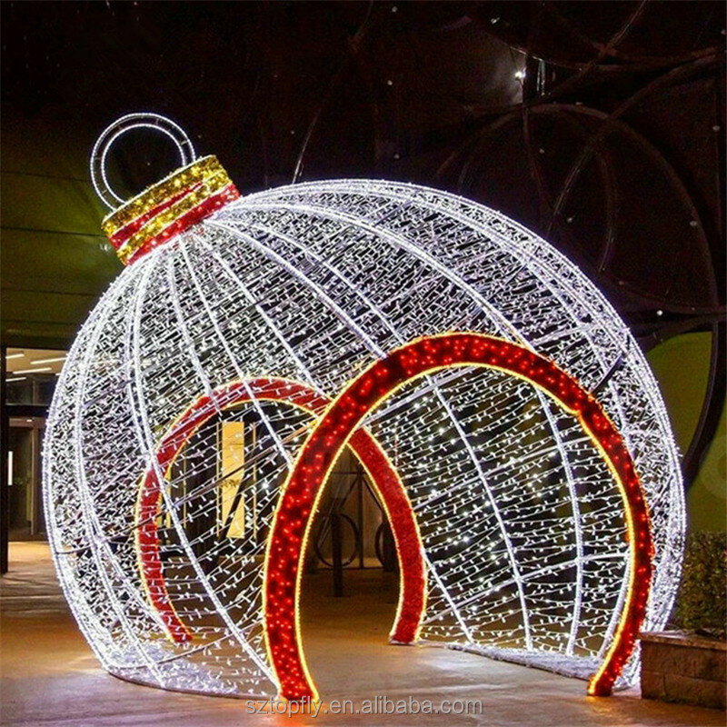 New Arrival Outdoor Decoration Giant Christmas 3D LED Motif Light Arch Ball Light Shopping Mall Christmas Decoration