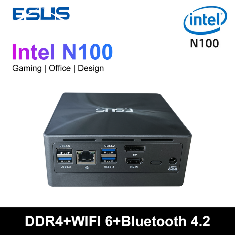 Mini PC Z3 ESUS Intel N100, 8 Go, 512 Go, Pocket PC, Windows 11/10, WiFi 6, 1000M, Mini ordinateur de bureau, Gamer, 4K, 60Hz, DDR4, USB 3.2