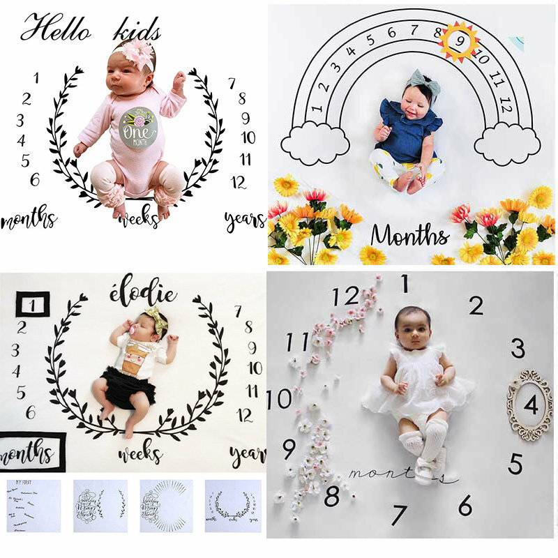 Baby Milestone Background Photo Blanket Infant Photography Backdrop Cloth Kids Photographic Calendar Photo Props Accessories