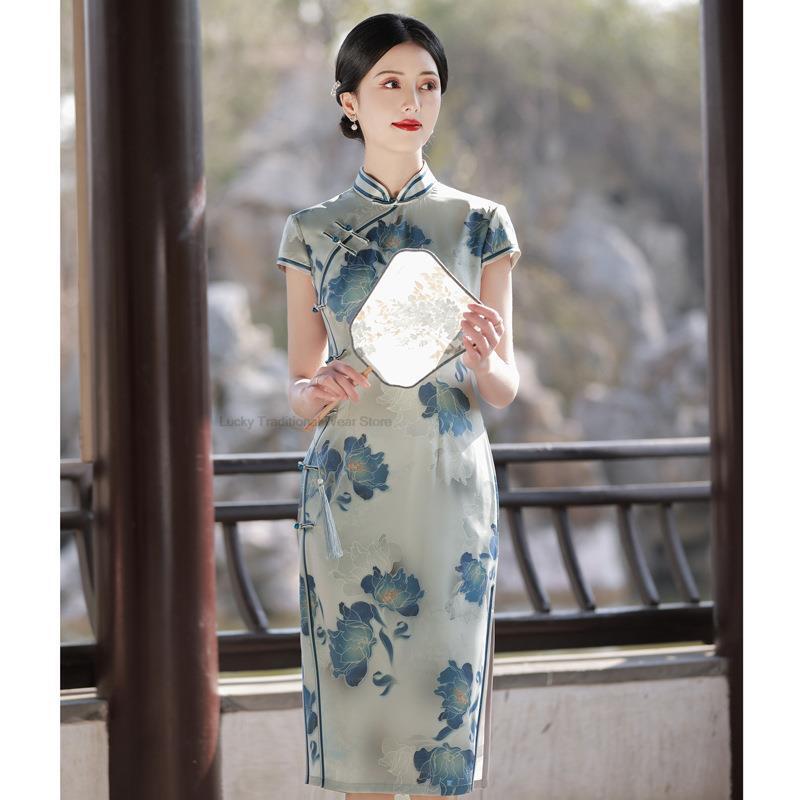 InjQipao-Robe de mariée mi-longue moderne pour femme, style chinois amélioré, 03/rétro modifié, robes d'été pour mère
