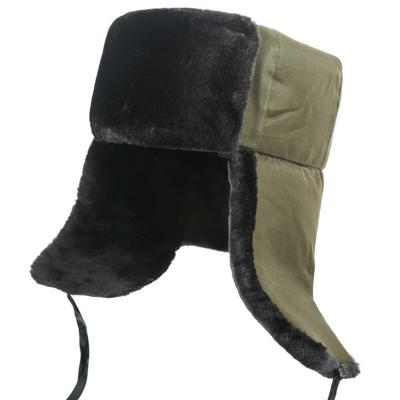 ขนสัตว์ฤดูหนาว Ushanka รัสเซียหมวกที่ถอดออกได้ Trooper หมวก Trapper Hunter Headwear กับหู Flaps Aviator หมวกสัญลักษณ์ Red Star