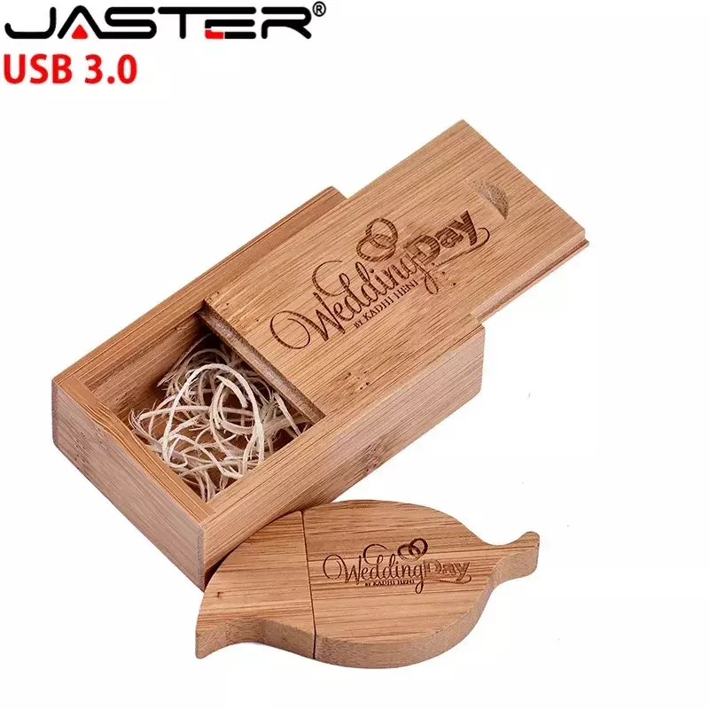 USB-флеш-накопитель, деревянная коробка с листьями, USB 3,0, 128 ГБ, 32 ГБ, 64 ГБ, креативный подарок, Пользовательский логотип