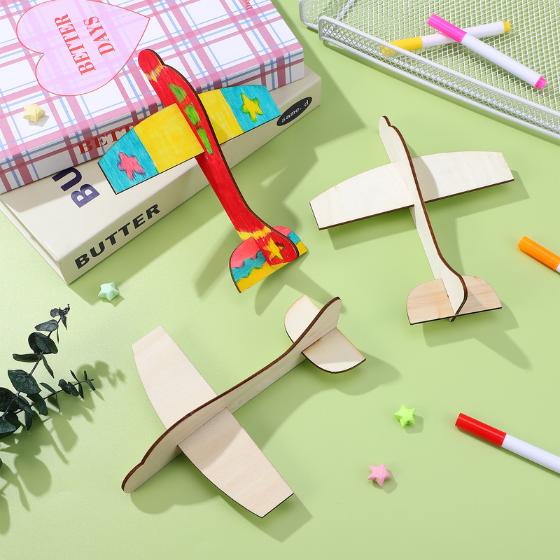 Stobok aerei in legno fai da te pittura in bianco aereo kit artigianali in legno incompiuto assemblare modelli di aeroplani giocattolo aereo artigianale