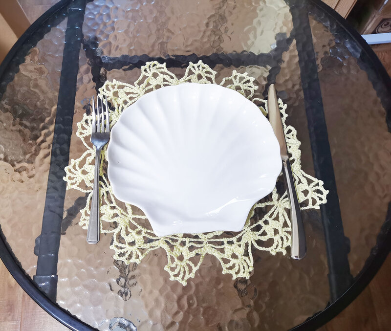 BomHCS-tapetes de mesa de cocina hechos a mano, tapetes de encaje de ganchillo, manteles individuales redondos con jarrón de flores