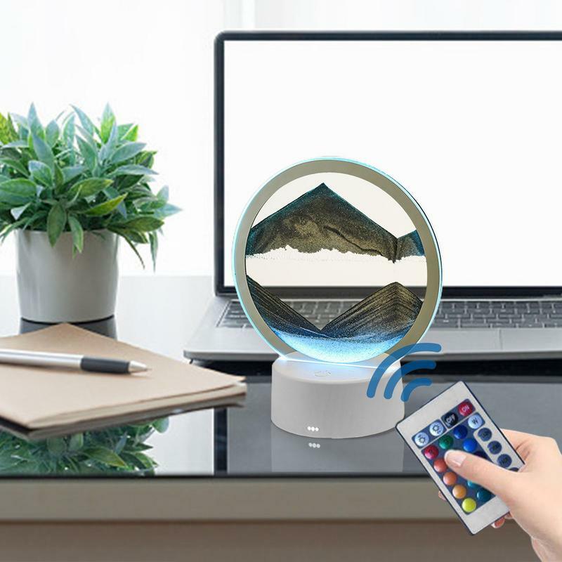 3D 모래 예술 액체 모션 3D USB 충전 퀵샌드 램프 장식, 움직이는 모래 램프, 데스크탑 장식품, 생활용 크리에이티브 모래 예술