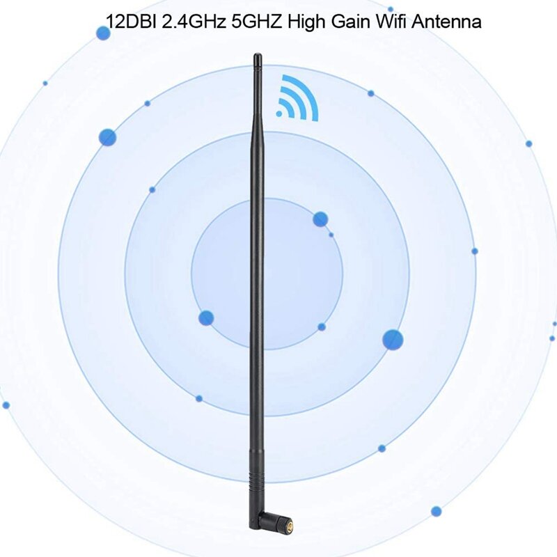 Antena WiFi de 12DBI, antena WiFi de largo alcance de alta ganancia de banda Dual de 2,4G/5G con conector RP-1 SMA para red inalámbrica