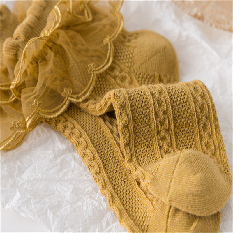 Lawadka-Calcetines de algodón con tutú de encaje para niñas, medias de princesa con volantes, para adolescentes, de 1 a 15 años, 2023