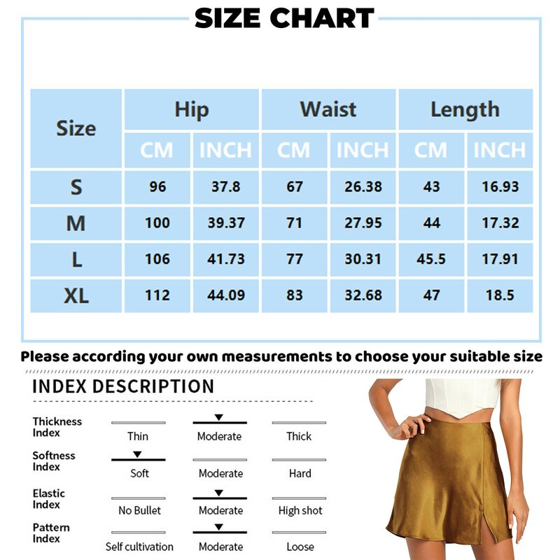 Women Summer New Skirts Fashion Trend Satin Elegant All-Match Skirts Simple Solid Color Slit High Waist Elastic Sexy Skirts