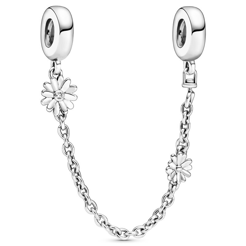 Insignia Daisy Flower Moon & Star Arcs Of Love Safety Chain Charm 925 Sterling Silver Beads Fit Fashion Bracelet Diy Jewelry