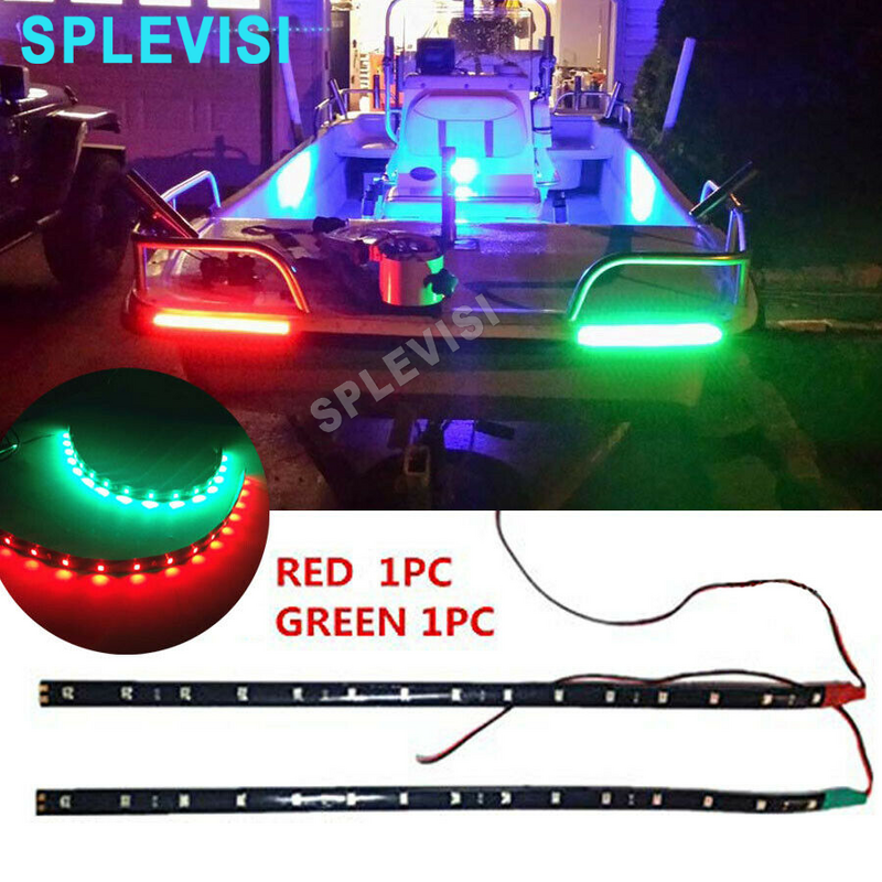 2 Buah Lampu Garis LED 12 "12V Tahan Air Merah & Hijau untuk Busur Perahu Navigasi Laut Kayak Kano Deck Courtesy Bow Trailer Ponton