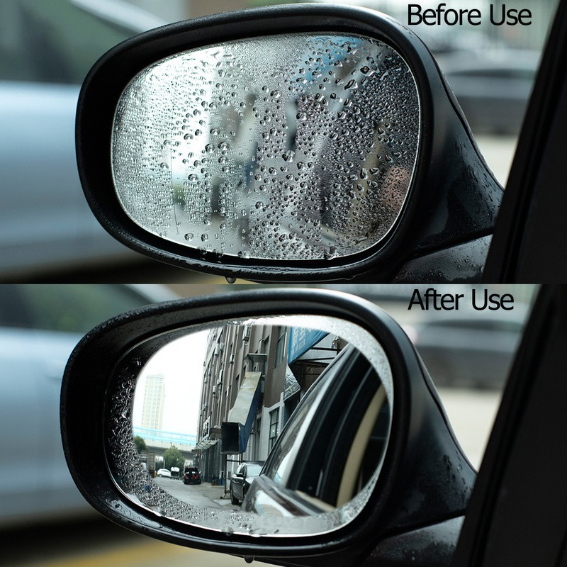Film cermin spion mobil, 2 buah, tahan hujan, anti kabut, stiker Film tahan air untuk tampilan sepeda motor mobil