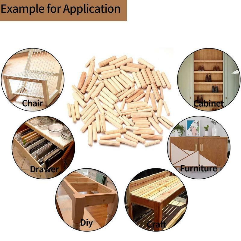 Wood Dowels Assorted Sizes 90pcs M6 M8 M10 Wooden Dowels Round Hard Wood Plugs Reusable Straight Groove Removable Furniture