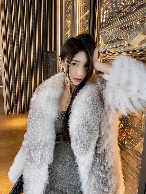 2023 Fal and Winter Real Fox Fur Coat for Women Wholeskin Natural Fox Fur Jacket Luxury Women fur coats