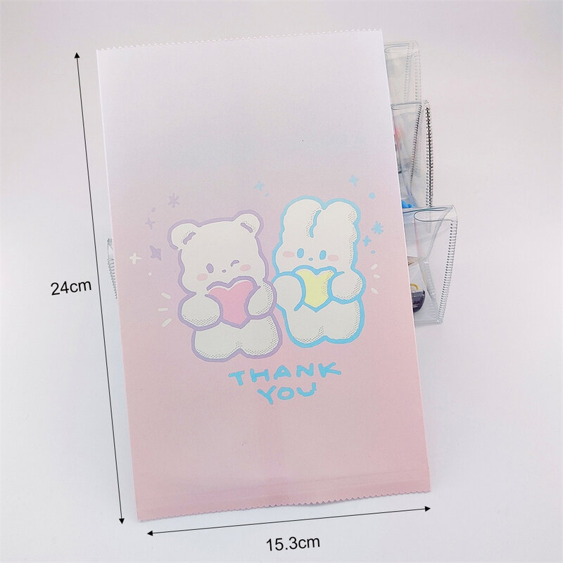 1Pc Korean Ins Style Cute Bear Gift Packaging Bag Bread Food Paper Bag Sundries Home Storage Organizer Jewelry Makeup Cosmetics