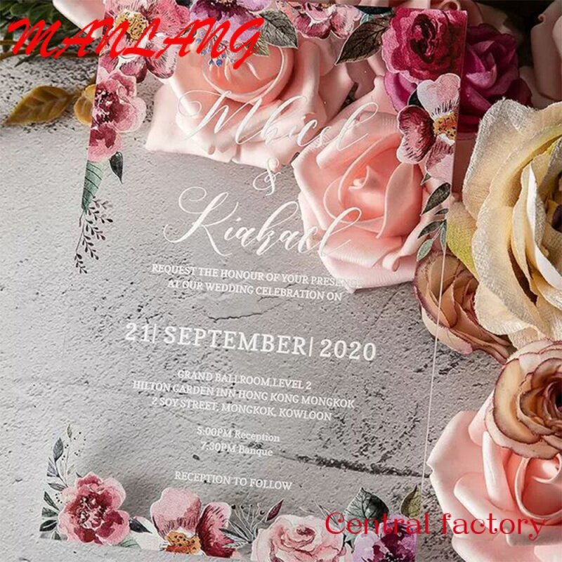 WINPSHENG-Custom Handmade acrílico flor convite cartões, convite do casamento, 2.5mm