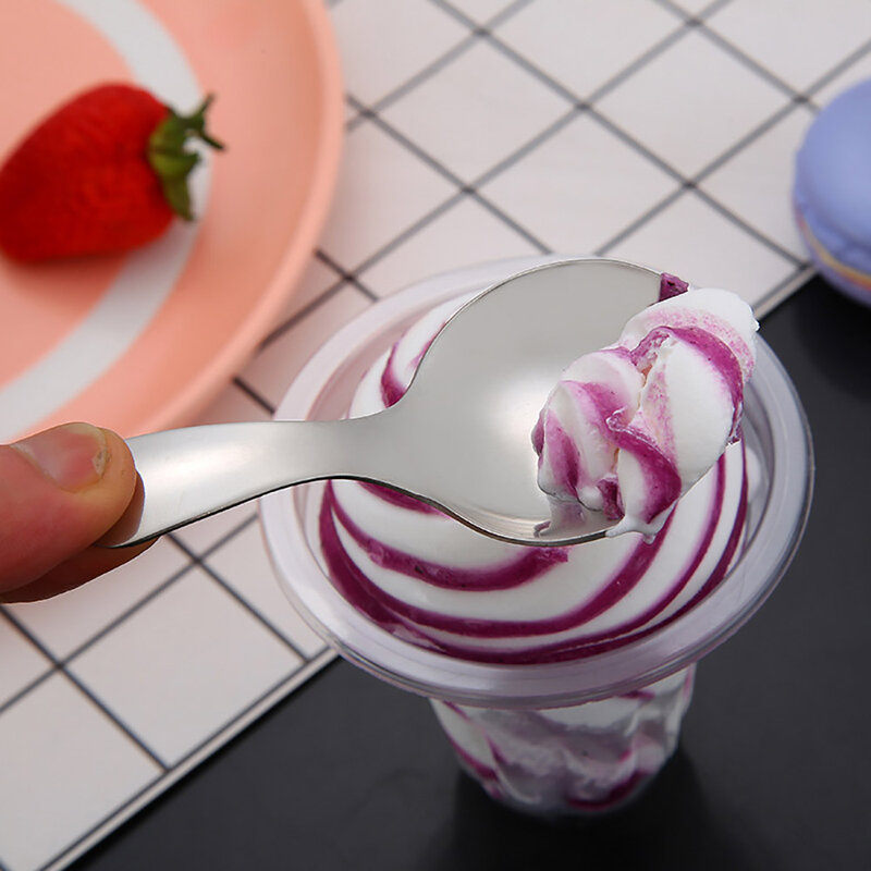 Cucchiaio in acciaio inossidabile creativo manico corto cucchiai per bambini carino Dessert gelato caffè tè cucchiaio rotondo accessori da cucina