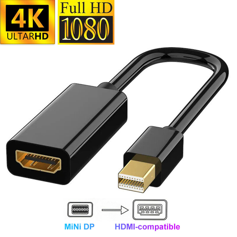 애플 맥북 에어 프로용 미니 디스플레이 포트 HDMI 케이블, 4K 미니 DP-HDMI 어댑터, 1080P 미니 DP 수-HDMI 호환 암
