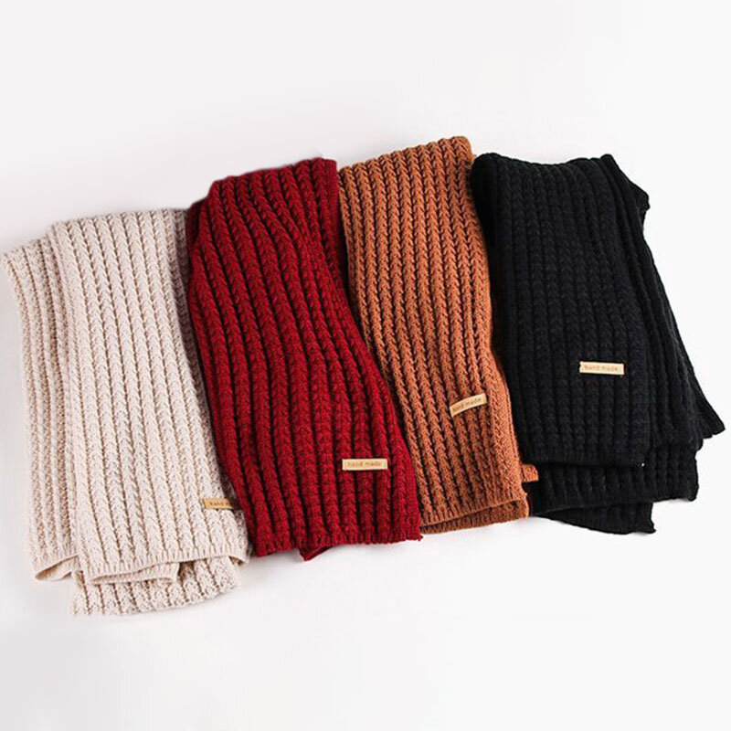 Bufanda de lana de punto suave para niños y niñas, bufanda térmica de Color sólido para amantes, bufanda gruesa para exteriores, bufanda larga para niños, 1PC