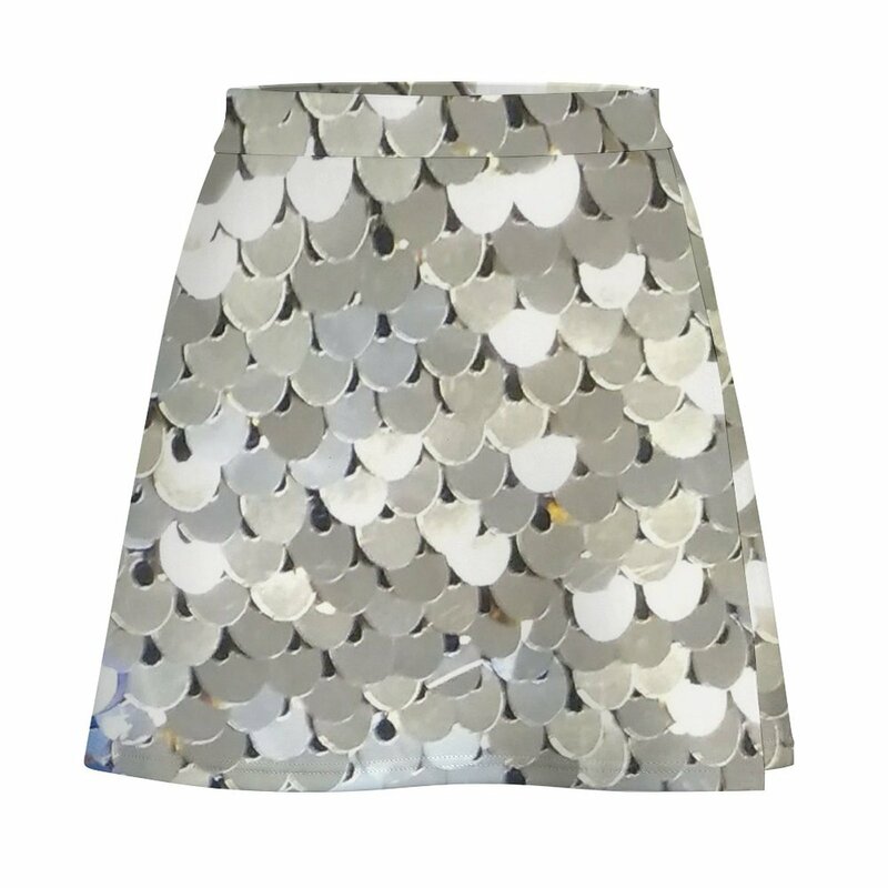 Sparkly Silver Sequins Mini Skirt fairy grunge korean style