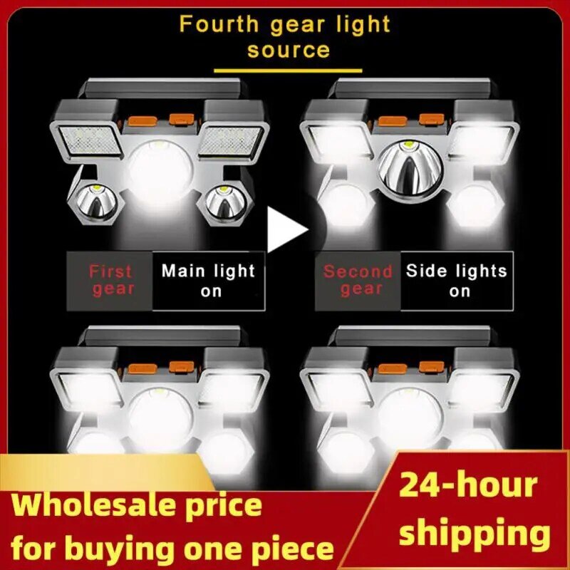 Multiple Lighting Modes Head-mounted Flashlight Strong Head Flashlight Headlights For Camping And Outdoor Adventure Abs Headlamp