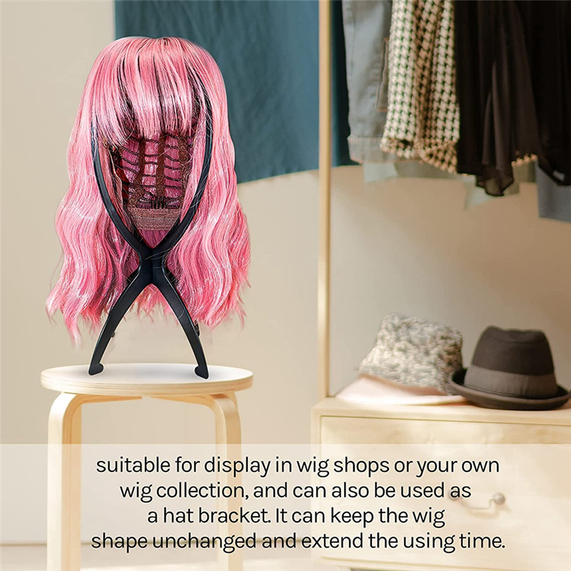 Stojak na perukę i perukę, wytrzymała peruka uchwyty do wyświetlania peruk peruki wystawy (różowe)