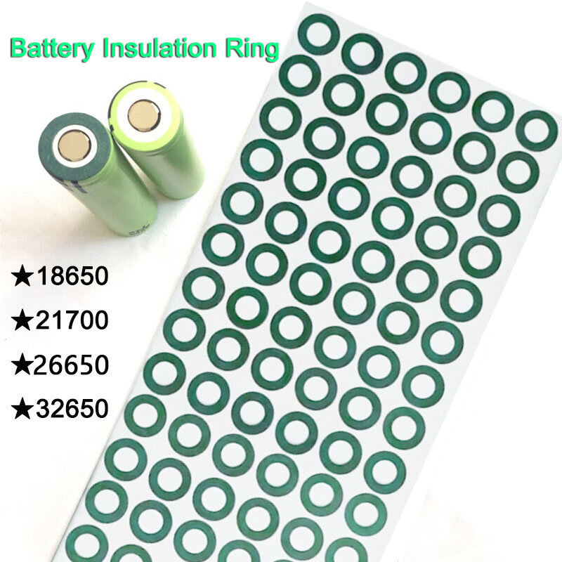 100pcs/lot Battery Insulation Rings 18650 21700 26650 32650 1S Positive Adhesive Cardboard Paper Pads for Lithium Battery