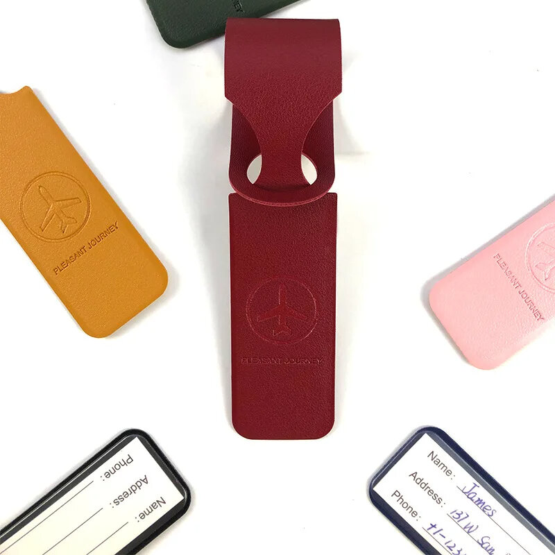 1PC PU Leather Luggage Tag Creative Baggage Suitcase Identifier ID Addres Holder Boarding Tags Portable Label Travel Accessories
