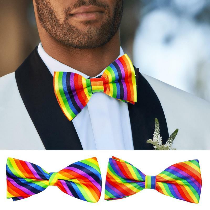 LGBTQ Rainbow Bowtie Gay Pride Neckwear Bowties Fashion Casual Wedding Bowties Cravat For LGBT Parties Gay Lesbian Pride