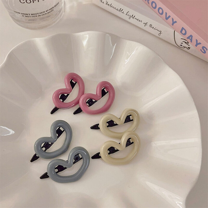 Sweet Cute Love Colorful Hairclips Women'S Side Fragmented Hairpin Children Traceless Duckbill Clips Versatile Trendy Bangs Clip
