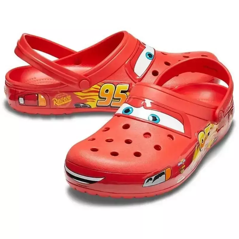 Disney New Lightning Mcqueen Pixar Cartoon Solid Waterproof Slippers Beach Shoes Sandals Casual Breathable Ankle-Wrap Shoes Gift