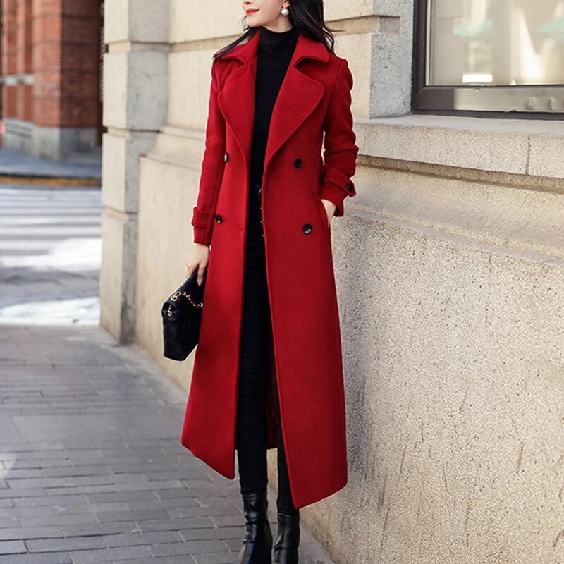 Płaszcz damski zimowy koreański moda długi powlekany zagęszczony wełniany płaszcz zimowy dla kobiet czarna kurtka Harajuku