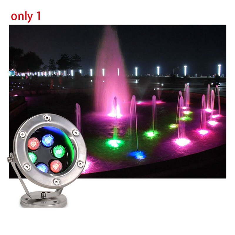 Luz LED de fuente de acero inoxidable, lámpara de piscina subacuática con ángulo ajustable IP68, CA, 12V, RGB, multicolor