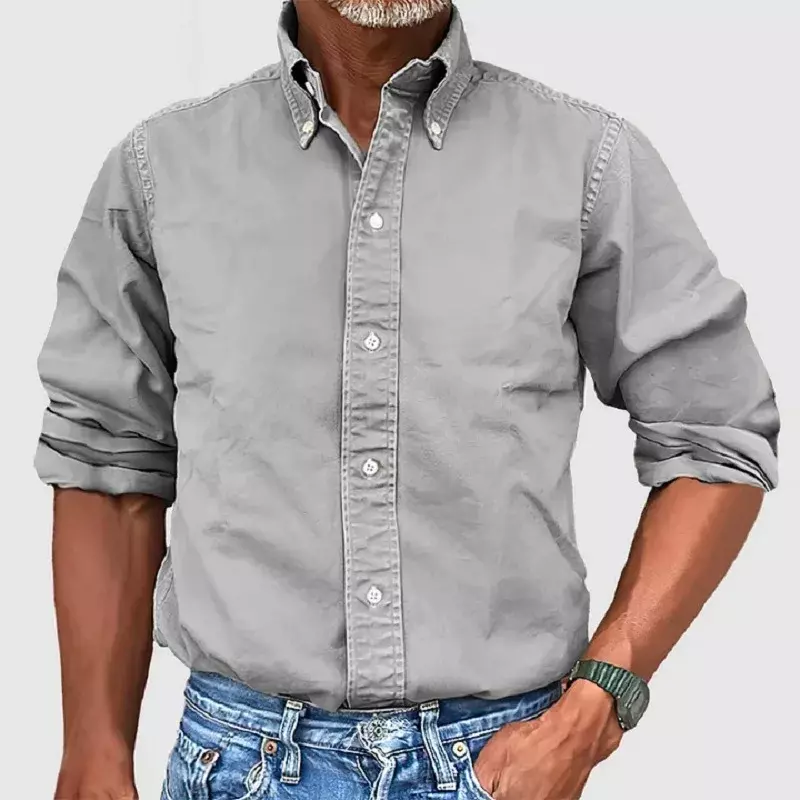 Business Casual uomo tinta unita camicia con risvolto 2024 primavera monopetto quotidiano Top uomo autunno manica lunga Streetwear camicie da uomo