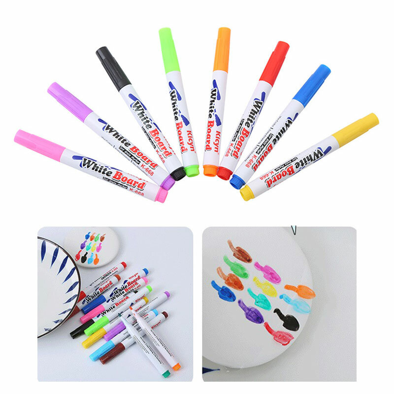 ปากกาเขียนเล่นน้ำสุดมหัศจรรย์ปากกาเขียนเส้นขยุกขยิกไวท์บอร์ด8/12สี