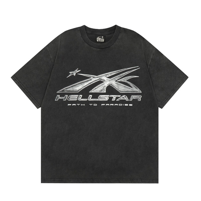 Hellstar męska koszulka damska stylowa lato nowy wzór Y2K z nadrukiem litery oddychająca wygodna styl hiphopowy bioder