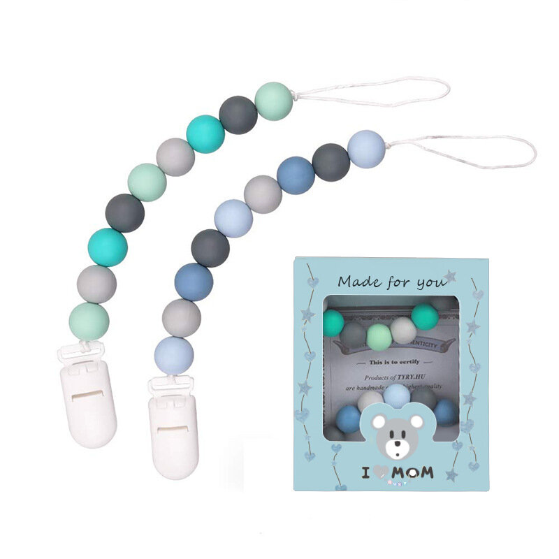 Pinzas de silicona para chupete de bebé, 2 piezas, soporte de cadena para pezones, regalo para Baby Shower