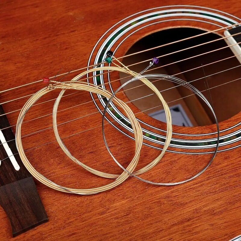 Premium Bronze Acoustic Guitar Cordas, Hexagonal Aço Núcleo Enhanced Som, Universal, Folk, 6pcs por conjunto